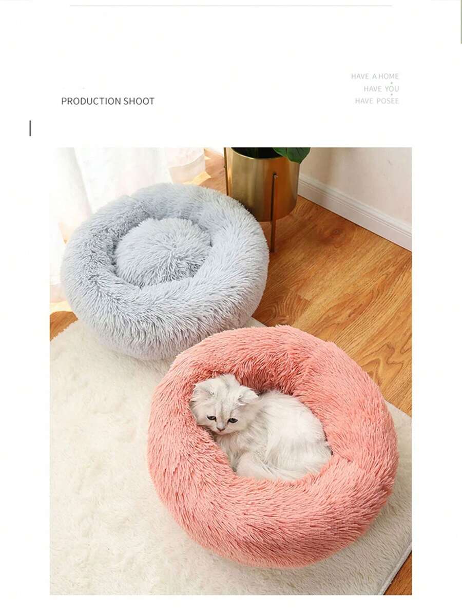 Accesorios para perros de 40-80 cm, casa para gatos, cama de peluche para mascotas, alfombra redonda calmante para animales pequeños y medianos