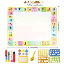 Tapete de desenho mágico com água, canetas mágicas grandes e reutilizáveis, brinquedo de prancheta para crianças, pintura Montessori de 99 x 79 cm, 100 x 80 cm, volta às aulas