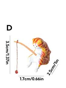 1pc Cat Fishing At Aquarium Decoration, Fishing Cat Ornament For Fish Tank, Tabletop Decorative Kitten Fishing Figurine - Multicolor - View 21