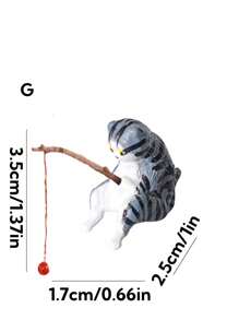 1pc Cat Fishing At Aquarium Decoration, Fishing Cat Ornament For Fish Tank, Tabletop Decorative Kitten Fishing Figurine - Multicolor - View 10