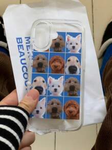 1 pieza Funda de teléfono de silicona suave con diseño de perro de dibujos animados lindo para 16 15 14 13 12 11 Pro Max Plus, estilo coreano