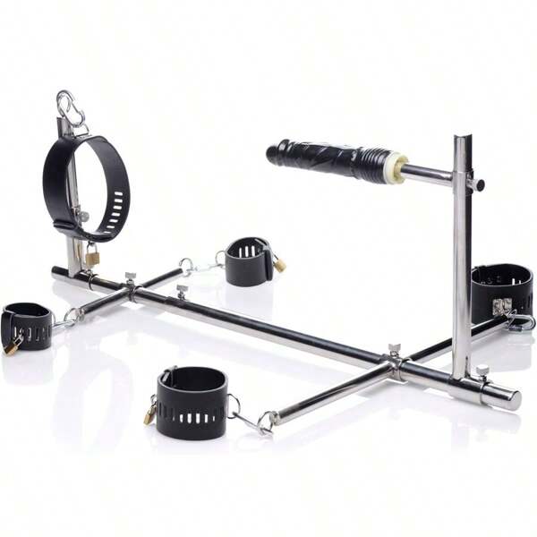 Attrezzatura BDSM Attrezzatura per bondage Dildo grande Pene Manette in pelle Cavigliere Collare per il collo Dispositivo per schiavi Giocattoli sessuali anali per donne Uomini