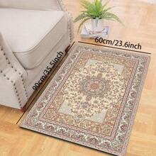 1pc Turkish Art Carpet, Crystal Velvet 700g/Sq.M, Dotted Bottom, 5mm Thickness. Machine Washable, Fade-Resistant Carpet, Anti-Slip . Suitable For Holidays And Any Space Including Hotel, Office, Sofa, Bedside, Kitchen, Laundry Room, Corridor, Porch, Staircase Mother's Day