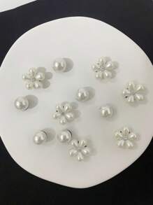 12 Peças DIY Destacável Flor de Pérola Falsa Elegante e Moderna, Botões Decorativos Multiuso Adequados para Sandálias de Praia, Sapatilhas, Tênis, Cadarços, Presente para Feriados