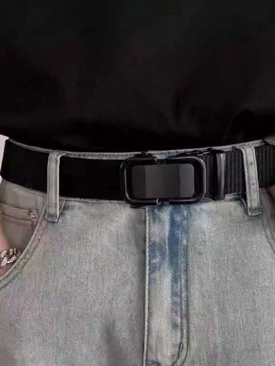 1pc Men Canvas Leather Belt Braided Unisex Casual Woven Belt, Suitable For Jeans, Daily Casual Outfit, Teen/Young Adult, Summer Outdoor Athletic Or Vacation, Graduation Gifts, Birthday Accessories