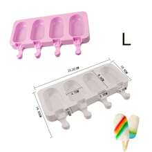 1 套冰棒模具，4 腔硅胶冰棒模具和冰淇淋蛋糕椭圆形模具，50 根木棍用于 DIY 蛋糕和冰淇淋，夏季必备，颜色随机