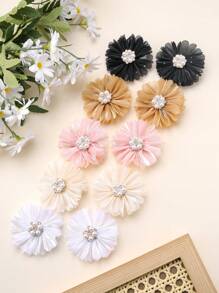 10 pezzi Fermagli per capelli a forma di fiori, fermagli per capelli in finta perla, accessori per capelli di moda, regali per bambini e bambine in primavera ed estate