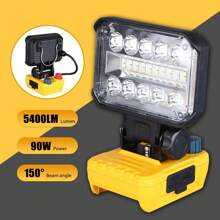1 Stück Neue 2025 kabelloser LED-Arbeitsscheinwerfer, Doppelknopfschalter, Farbtemperatur einstellbar, 90W 5400 Lumen LED-Flutlicht, kompatibel mit DeWALT 20V Akku, geeignet für Outdoor, Camping, Autowerkstatt, Notfall- und Baustellen-Beleuchtung, Akku nicht enthalten