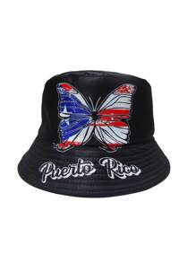 1pc Women's Outdoor Bucket Hat, New Printed Beach Hat, Double-Sided Sun Hat, Butterfly & Letter Bohemian Design, Couples Casual Hat, Polyester, Suitable For All Seasons, Spring/Summer