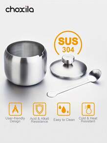choxila 1 件不锈钢糖罐带勺，咖啡调味料储存罐，家庭厨房用品，用于食品储存和整理 - 調味罐 - 查看 6