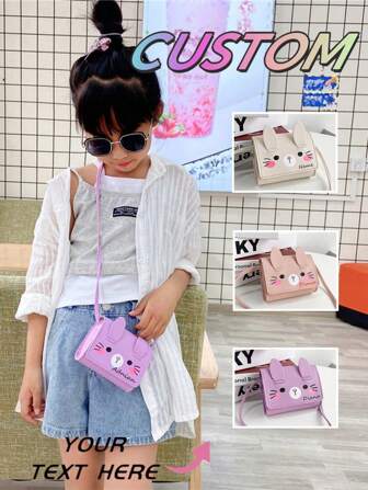 Personalized Mini Crossbody Bag, Customizable With Your Name Or Holiday Greetings. This Cute Cartoon Bunny Crossbody Bag Is Suitable For Children, And Can Also Be Used As A Small Coin Purse For Girls, Perfect For Travel And Everyday Use. A Great Christmas Gift.