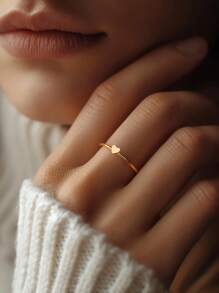 1 Stück mini Edelstahl-Herzring für Frauen und Männer, vergoldet, Verlobungsring, Alltagsschmuck, Paargeschenke & Muttertags-Geschenke