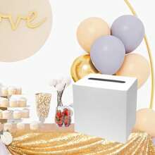 White Card Box/White Foil Wedding Gift Mailbox Cardboard Holder, For Wedding Reception, Shower, Anniversary, Birthday Party, Graduation Tabletop Decor, Envelope Party Money Gift Box Blessing, Wedding, Birthday, Festival, Themed Party, Donation, Gift Card, Celebration Card, Dedication
