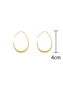 1 Pair Stylish Korean Minimalist Luxury Plated Gold Peanut Earrings, Suitable For Women To Wear In Daily Life, Parties, Gifts For Valentine's Day,Mom,Mother,Mother's Day,Gift