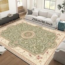 1pc Turkish Art Carpet, Crystal Velvet 700g/Sq.M, Dotted Bottom, 5mm Thickness. Machine Washable, Fade-Resistant Carpet, Anti-Slip . Suitable For Holidays And Any Space Including Hotel, Office, Sofa, Bedside, Kitchen, Laundry Room, Corridor, Porch, Staircase Mother's Day