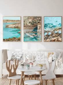 Amalfi Coast Prints,Mediterranean Wall Art, Positano Wall Set, Coastal Italy Photography, Italian Beach Poster, Suitable For Living Room Bedroom Dining Room Decoration, Spring Decoration,No Frame