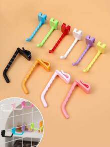 10pcs Plastic Hooks, Suitable For Metal Wire Mesh Panels, Grid Walls, Display Walls, Space-Saving Tool Storage Racks, Easy To Install, Reusable, Ideal For Home And Office Decor, Supermarkets, Jewelry Displays, Great For Birthday, Graduation, Home Decor, Back To School, Room Decor, And School Supplies - 10 Pcs - View 2