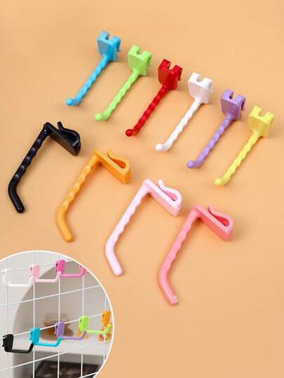 10pcs Plastic Hooks, Suitable For Metal Wire Mesh Panels, Grid Walls, Display Walls, Space-Saving Tool Storage Racks, Easy To Install, Reusable, Ideal For Home And Office Decor, Supermarkets, Jewelry Displays, Great For Birthday, Graduation, Home Decor, Back To School, Room Decor, And School Supplies