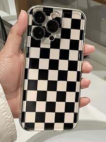 Check Pattern1pc Transparent Chessboard Pattern TPU Phone Case, Compatible With Apple And Series,International Version, Not The Domestic Version - Multicolor - View 1