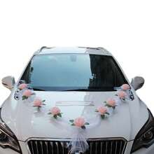 9 pièces DIY Décoration de la Saint-Valentin Décoration de mariage en tissu Décoration de voiture de mariage Fleurs roses simulées, Décoration de maison Fleurs artificielles en soie rose, Convient pour diverses décorations de voiture, Diverses décorations de voiture de mariage