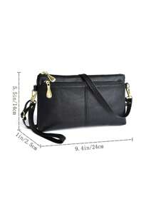 1pc Women's Fashion Crossbody Bag, Dual Zipper Handbag, Square Coin & Phone Wrist Wallet, Small Zipper Crossbody Bag, Dual-Layer Handbag, Elegant Crossbody Bag, Simple Zipper Square Bag, Fashion Clutch Purse, Middle-Aged Dual Use Shoulder Bag, Women Wallet, Women Clutch, Mother's Day Gift For Mom