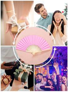 1 件手持纸扇纸折扇，多色折扇，纯色扇，舞蹈道具，空白设计扇，绘画折扇，办公室装饰扇，DIY 折扇 - 彩色 - 查看 11