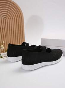 Casual Breathable Knit Sports Shoes, Slip-On Comfortable Athletic Sneakers