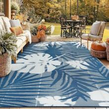 Outdoor Rug For Patio Plastic Straw Rug Reversible Mats UV Resistant Camping Mat Waterproof Patio Rugs For Picnic Balcony Beach Deck - Blue - View 5