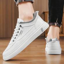2024 Spring New Business Casual Leather Shoes Fashion Soft Sole Men's Skateboarding Shoes Versatile Walking Sports Shoes - white ash - View 6