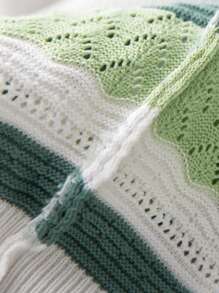 GIGOGOU Nueva camiseta de mujer de verano con mangas cortas, rayas, tejido de punto y calada