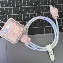 5 sztuk uroczych osłon kabli z wzorem królika do ładowarki IPhone14 Pro Max, zwijacze kabli danych do iPhone13/12/11, osłony kabli szybkiej ładowarki 18/20 W, prezent dla chłopaka/dziewczyny