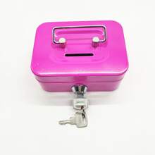 Metal Keylock Storage Box - Adult Penny Bank, Coin Savings Jar, Daily Office Use Cash Register - Multicolor - View 9