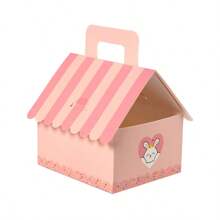 10 Stücke rosa niedliche hausförmige Geschenkboxen, kreative Hochzeitsbevorzugungen Süßigkeitenboxen mit Griffen, Cartoon rosa Geburtstag Süßigkeitenboxen