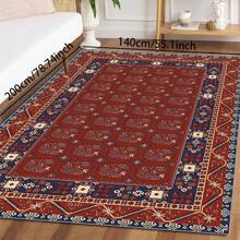 1pc Classic Style Retro Area Rug, 700g/Sqm Crystal Velvet, 5mm Thickness, Washable Non-Fading Carpet, Slip-Resistant, Suitable For Holidays And Any Space Including Hotel, Office, Sofa, Bedside, Kitchen, Laundry Room, Hallway, Porch, Entryway And Stairs Mother's Day