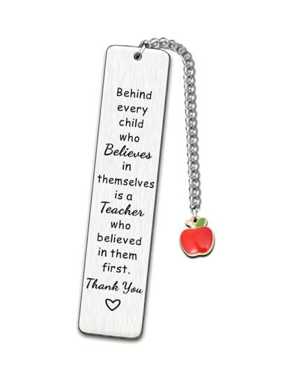Thank You Teacher Gift Bookmark, Unisex Teacher Birthday Gift, Casual Party Cute Elegant Stainless Steel Party Car Accessories Bag Charm School Goth Y2k