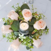 1pc Fake Flower Plant Candle Ring Artificial Silk Rose Wreath Plant Wreath Candle Holder For Wedding Decoration Bridal Bouquet Garden Gifts Birthday Graduation
