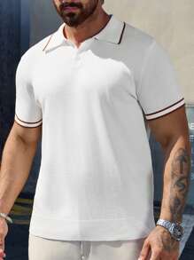 Polo uomo a maniche corte in maglia a tinta unita con bottoni