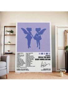 Music Album Art Canvas Poster - Wooden Frame Canvas Painting 1 Piece (3) Thickness 2.25cm / 0.9inch , Home Gift Decoration, Room Decoration Aesthetic, Wall Decoration Art, Perfect Gift, Autumn Winter Wall Decoration, Living Room Decoration, Bedroom Decoration, Kitchen Decoration, Entrance Decoration, Bathroom Decoration, Direct Wall Painting, High-Quality Wall Painting Poster - 紫色 - 查看 3