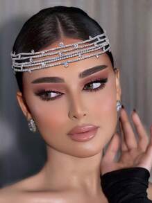 1 件金属花仿水晶新娘头带，复古婚礼发饰，优雅、多功能配饰，适合仪式、宴会、派对和庆典