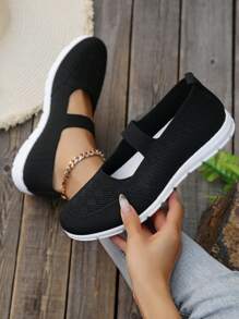 Casual Breathable Knit Sports Shoes, Slip-On Comfortable Athletic Sneakers