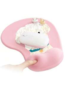 2pcs/1pc Cute Cartoon Mini Thickened Non-Slip Desk Mouse Pad With Gel Wrist Rest, Light Pink Simple Dog Design Computer Mouse Mat