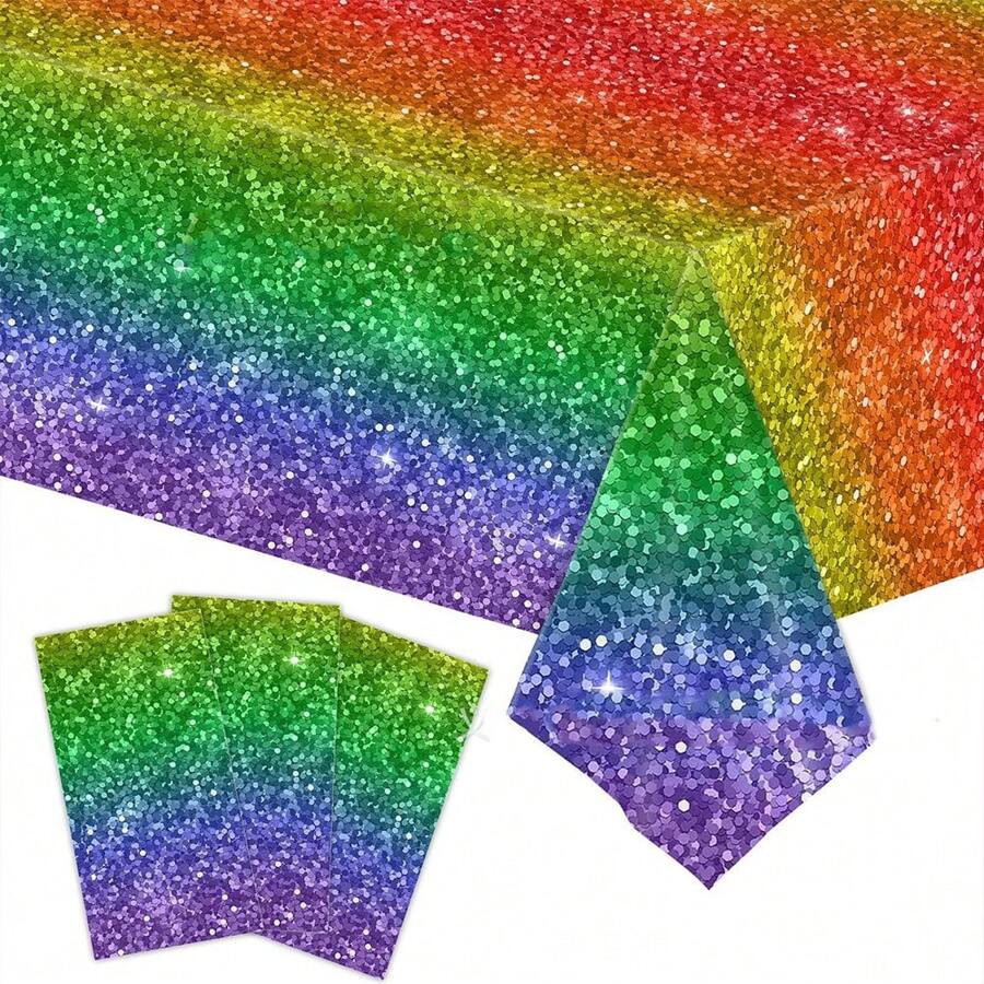Colorful Tablecloth Plastic Colorful Tablecloth 54 X 108 Inch, Disposable Tablecloth Colorful Party Decorations For Birthday, Wedding, Bridal Shower, Pride Party, Valentine's Day, Bachelorette Party, Mother's Day