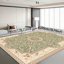 1pc Turkish Art Carpet, Crystal Velvet 700g/Sq.M, Dotted Bottom, 5mm Thickness. Machine Washable, Fade-Resistant Carpet, Anti-Slip . Suitable For Holidays And Any Space Including Hotel, Office, Sofa, Bedside, Kitchen, Laundry Room, Corridor, Porch, Staircase Mother's Day