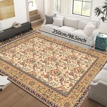 1pc Turkish Art Carpet, Crystal Velvet 700g/Sq.M, Dotted Bottom, 5mm Thickness. Machine Washable, Fade-Resistant Carpet, Anti-Slip . Suitable For Holidays And Any Space Including Hotel, Office, Sofa, Bedside, Kitchen, Laundry Room, Corridor, Porch, Staircase Mother's Day