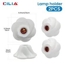 CILIA 2pcs E26/E27 Lamp Holder Set,Petal Shaped Bulb Socke Base,Light Socket, Ideal For Home, Office & Industrial,White/Black - Rose - View 5