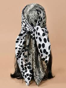 1pc Women's New Spring/Summer 90cm Leopard Print Splice Color Scarf, Fashionable & Elegant Multipurpose Neckerchief, Headscarf And Shawl For Dress - Multicolor - View 3