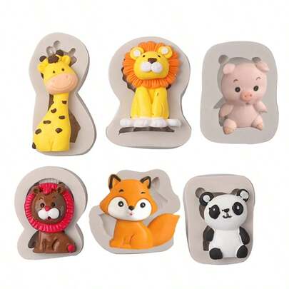 1pc Cartoon Animal Deer, Fox, Lion, Panda, Pig Silicone Mold