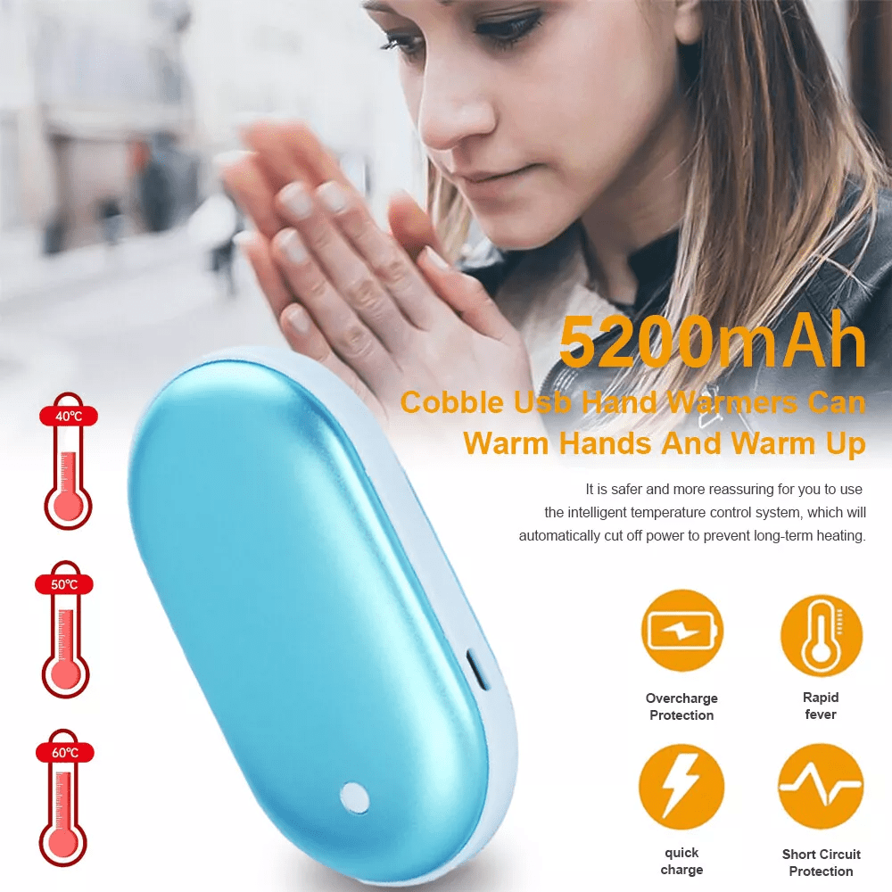 Portable MINI USB Hand Warmer Heater 5200mAh Rechargeable Power Electric Warmers