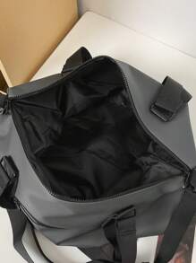 shinaier Large Capacity Solid Color Letter Print Travel Bag - Grey - View 3