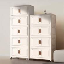 Foldable Storage Box, Double Door Storage Box With Lid And Wheels, Stackable Storage Box For Clothes, Snacks, Toys, And Books, Home Office Outdoor Folding Container